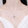 wholesale PT950 Gold Plated 925 Sterling Silver Cross Pendant Necklace for Women with Moissanite, Factory Direct Wholesale in Stock-0-3