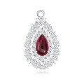 wholesale 925 Silver 2ct Teardrop 6*10 Lab-Grown Ruby Sapphire Emerald Pendant Necklace-0-0