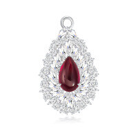 wholesale 925 Silver 2ct Teardrop 6*10 Lab-Grown Ruby Sapphire Emerald Pendant Necklace-Cultivated Ruby 6*10; E28【P3089】&gt;Single Pendant