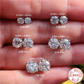 wholesale S925 Sterling Silver Plated with Plated with White Gold, 1 Carat 05 Carat Four-Prong Earrings with Moissanite, Luxury Ready-to-Ship-0-1