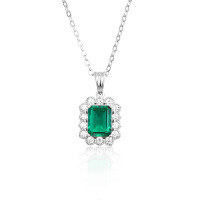wholesale 925 Silver Live Stream Drop Shipping Small Octagon Cultivated Emerald Micro-Set Zircon Gift Giveaway Commemorative Pendant-Small octagonal 6*8mm (2ct) 925 silver