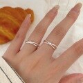 wholesale S925 Sterling Silver Minimalist Versatile Open Knotted Ring for Women, Korean New Small Feel Ring-0-1