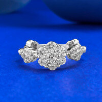 wholesale S925 Silver New Floral Stackable Ring with Multi-Way Wear and Luxurious Multi-Faceted Floral Design-R1224 White Gold Flower Ring  Size 8