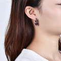 wholesale S925 Sterling Silver with Natural Amethyst Gemstone Thorn Bud Design Heart-shaped Earrings-0-2