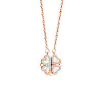 wholesale 925 Sterling Silver Four-leaf Clover Pendant Necklace For Women-Rose gold new 925 silver