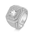 wholesale Plated with 925 Sterling Silver in White Gold, 2-Carat Star Moissanite Men's Ring, Imported Moissanite, Colorfast-0-4
