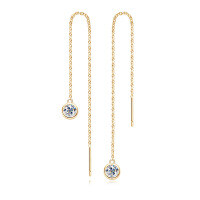 Sterling Silver Moissanite Chain Tassel Earrings, Wholesale.-Small bubble earrings [K Gold]  925 Silver