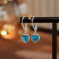wholesale 925 Sterling Silver European and American Cross-Border New Bohemian Retro Minimalist Heart-shaped Turquoise Ear Studs and Ear Drops for Women-0-0