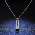 Sterling Silver Moissanite Brooch Pendant Necklace for Women-0-1