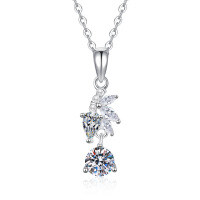 S925 Silver Moissanite Mini Pearl Necklace, Wholesale Luxury Style-50-point Moissanite  925 Silver