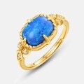 wholesale S925 Sterling Silver Japanese and Korean New Light Luxury Vintage Synthetic Blue Opal Ring, Palace Style Niche Hand Jewelry Wholesale-0-2