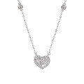 wholesale 925 Sterling Silver Zircon Heart Necklace for Women, Summer Luxury Small Design High-End Collarbone Chain, Gift-0-4