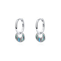wholesale 925 Sterling Silver Vintage Abalone Shell Earrings With Turquoise For Women-E2743-Abalone White Gold 925 Silver