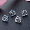 wholesale S925 Sterling Silver Micro-Inlaid Colorful Zircon Heart Stud Earrings for Women, Small Niche Design Heart-Shaped Ear Accessories Cross-Border New Arrival-0-0