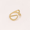 wholesale S925 Silver Plated 14K Gold Japanese Minimalist Niche Butterfly Hollow-Out Design White Zircon Ring-0-2