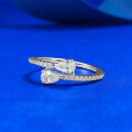 wholesale S925 Silver New Ins Style Pear-Shaped Double Teardrop Open Ring Minimalist Band-0-1