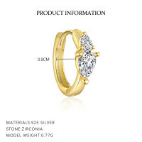 wholesale S925 Sterling Silver Bohemian Leaf Earrings With Zircon And Tassel, Fashionable And Versatile-E4673-Gold/Single 925 Silver