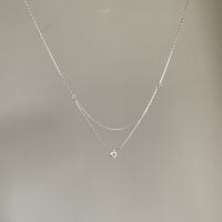 wholesale S925 Sterling Silver Double Layer Single Diamond Bamboo Snake Bone Chain, Korean Minimalist Niche Design Elegant Versatile Collarbone Necklace-Silver 925 silver