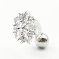 wholesale S925 Silver Cz Flower Belly Button Ring For Women-0-1