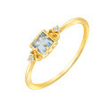 wholesale S925 Silver Plated 14k Gold Japanese Minimalist Square Natural Aquamarine Zircon Ring-0-0