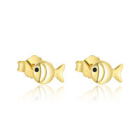 wholesale S925 Sterling Silver Animal Black Zircon Light Luxury Earrings, Women's Fashion Retro Trendy Minimalist Earrings-E5107-Gold/Pair 925 Silver