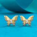 wholesale S925 Gold-Plated Silver Vintage Botanical Stretch Dreamy Butterfly Ear Studs, Fashionable and Versatile with a High-End Feel for Distribution-0-0