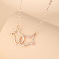 wholesale S925 Sterling Silver Minimalist Korean and Japanese Style Women's Fashion Pendant Necklace, Versatile Pisces Interlocking Charm, Christmas Gift-0-0