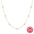 wholesale S925 Sterling Silver Floral Diamond Accent Stackable Collarbone Necklace, Korean Style Trendy Design-0-5