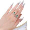 wholesale S925 Silver New Style 1 Carat Emerald Solitaire Simple and Versatile Elegant Engagement Ring for Women-0-4