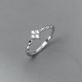 wholesale S925 silver with diamond inlaid rhombus ring, Korean style sweet and delicate summer women's jewelry J9750-0-1