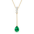 S925 Silver Y-Shaped Teardrop Emerald Imitation Pendant Necklace-0-3
