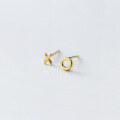 wholesale S925 Sterling Silver XO Circle and Cross Asymmetrical Couple Stud Earrings for Men and Women E7131-0-2