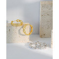 wholesale S925 Sterling Silver 079-080 Korean Version Ins Small and Minimalist Design Sense Cold Tone Style Versatile and Textured Chain Earrings for Women-0-1