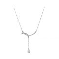 wholesale S925 Sterling Silver Drop-shaped Tassel Necklace for Women, Minimalist and Chic Summer Collarbone Chain-0-4