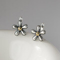 wholesale 925 Sterling Silver Sunflower Ear Clasp Two-Tone Retro Vintage Sweet Exquisite Floral Earrings M03132-0-3