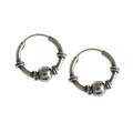 wholesale S925 Sterling Silver YH367 Korean Japanese Earrings Hoop Earrings Simple Vintage Aged Bead Stud Earrings for Women-0-4