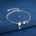wholesale S925 silver Korean-style bracelet with bell, cross, smiley face anklet, simple forest-inspired trendy bracelet-0-2