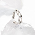wholesale S925 Sterling Silver Double-Layer Hollow Knot Ring for Women, Irregular Twist Design, Niche and Stylish Silver Band-0-1