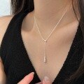 wholesale S925 Sterling Silver Pendant Water Drop Necklace for Women, Xiaohongshu Viral Choker with High-End Design Collarbone Chain-0-0