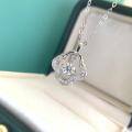 wholesale S925 sterling silver minimalist niche design semi-diamond four-leaf clover pendant collarbone necklace, dropshipping for birthday gifts-0-0