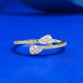 wholesale S925 Silver New Ins Style Pear-Shaped Double Teardrop Open Ring Minimalist Band-0-5