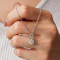 Sterling Silver 1-Carat Moissanite Pendant Necklace for Women, Classic Four-Prong Setting, Factory Direct Dropshipping-0-2