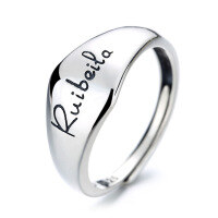wholesale S925 Sterling Silver Irregular Geometric English Letter Ring Ins Creative Japanese Korean Style Index Finger Ring for Women-179J/approx. 2.5g Adjustable opening