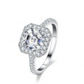 S925 Silver Moissanite Ring 3ct Asscher Cut-0-4