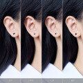 wholesale S925 silver black square and round geometric stud earrings for women and men, couple style E0337-1-0-1