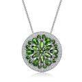 wholesale S925 Sterling Silver Personality-Designed Pie Pendant Necklace, European and American Luxury Natural Topaz Garnet Diopside-0-3