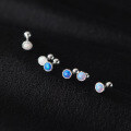 wholesale S925 Silver Geometric Round Light Pearl Thread Opal Korean Style Stud Earrings for Women Summer Ear Accessories M00501-0-0