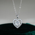 S925 Sterling Silver Moissanite 1 Carat Heart-Shaped Pendant Necklace-0-0