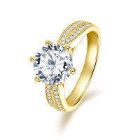 S925 Sterling Silver 1-Carat Classic Brilliant Moissanite Engagement Ring-Satisfactory [K Gold] - 3 Carat  $8
