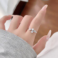 wholesale 925 Sterling Silver Bow Cat Eye Ring Women's Fashion Adjustable Ins Style Sweet High-End Design-0-3